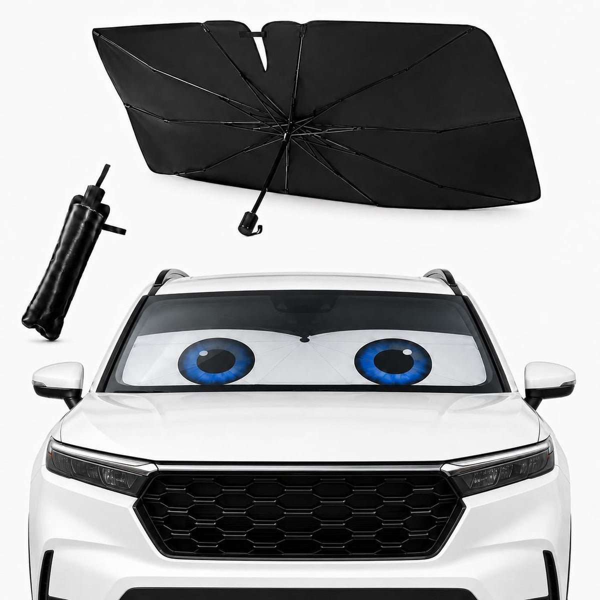 Car Windshield Sun Shade Umbrella, Univeral Fit Mid-Large Sedan & SUV