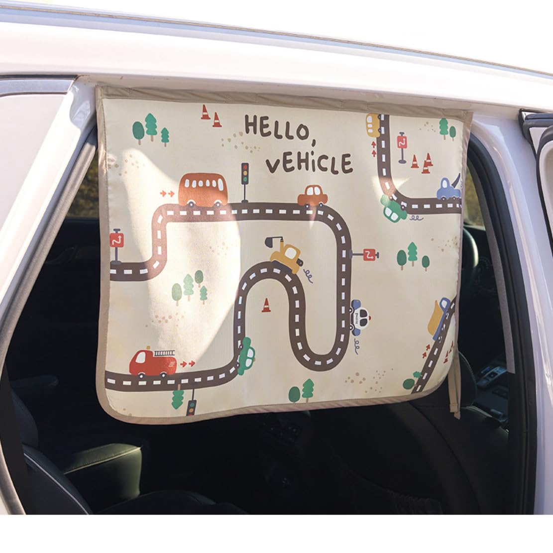 Magnetic Car Sun Shade Curtain for Side Window – Sun Blocker and UV Protector for Baby, Kids, and Pets – Universal Fit with Built-in Magnets for Steel-Framed Door (Be-Kids Alphabet)