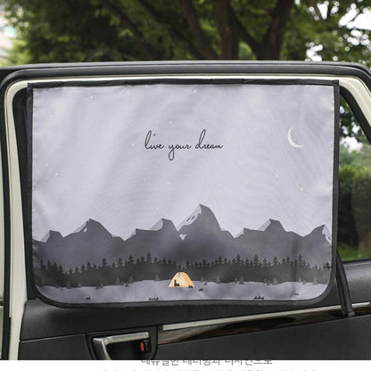 Magnetic Car Sun Shade Curtain for Side Window – Sun Blocker and UV Protector for Baby, Kids, and Pets – Universal Fit with Built-in Magnets for Steel-Framed Door (Be-Kids Alphabet)