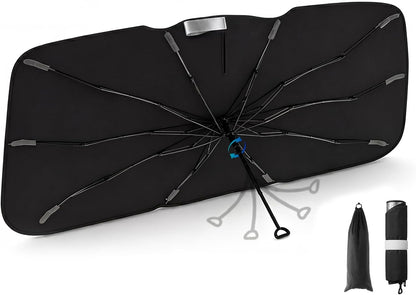 3W Windshield Sun Shade Umbrella, Medium 57.1" x 31.9", Graphene Coated