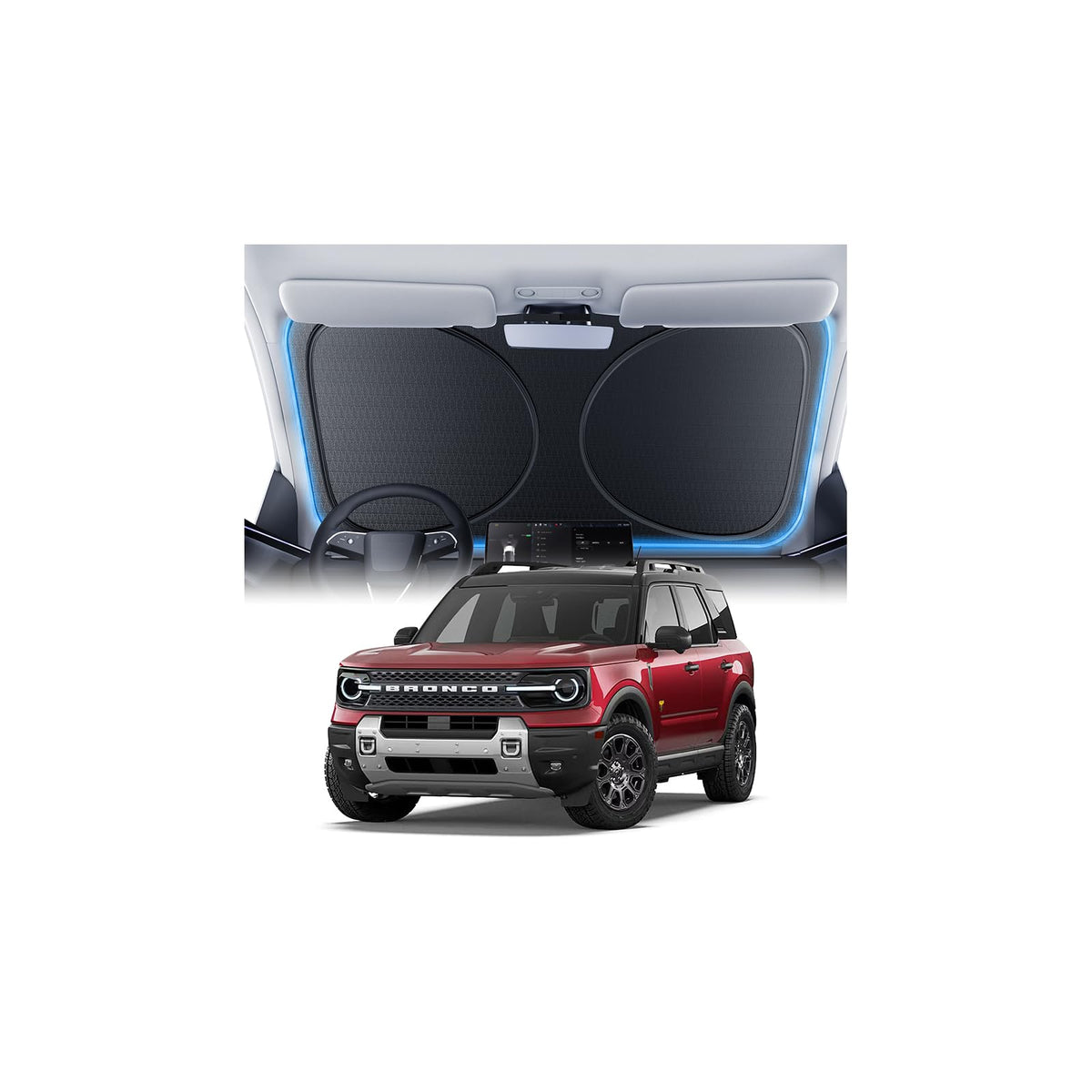 Windshield Sun Shade for Honda CR-V 2000-2026, 100% UV Block & Heat Insulation, Custom Fit Sunshade, Foldable Car Sunshade with Storage Bag, Summer Car Accessory