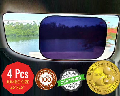 Car Window Shades - Certified 99.79% UVA & 99.95% UVB Sun Protection