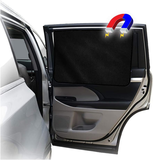 Car Side Window Sun Shade - Universal Reversible Magnetic Curtain for Baby and Kids with Sun Protection Block Damage from Direct Bright Sunlight, and Heat - 1 Piece of Solid Black