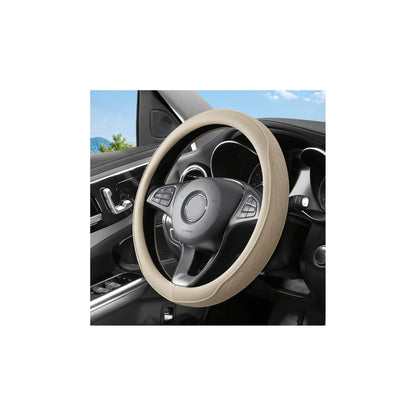 Zpana 14.5-15" Car Steering Wheel Cover, Breathable Soft Leather, White