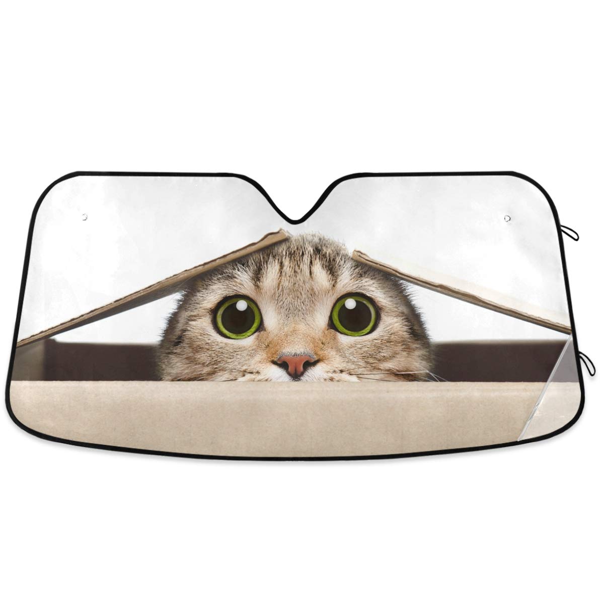 Leopard Print Car Windshield Sun Shade Foldable UV Ray Sun Visor Protector Sunshade to Keep Your Vehicle Cool (51" x 27")