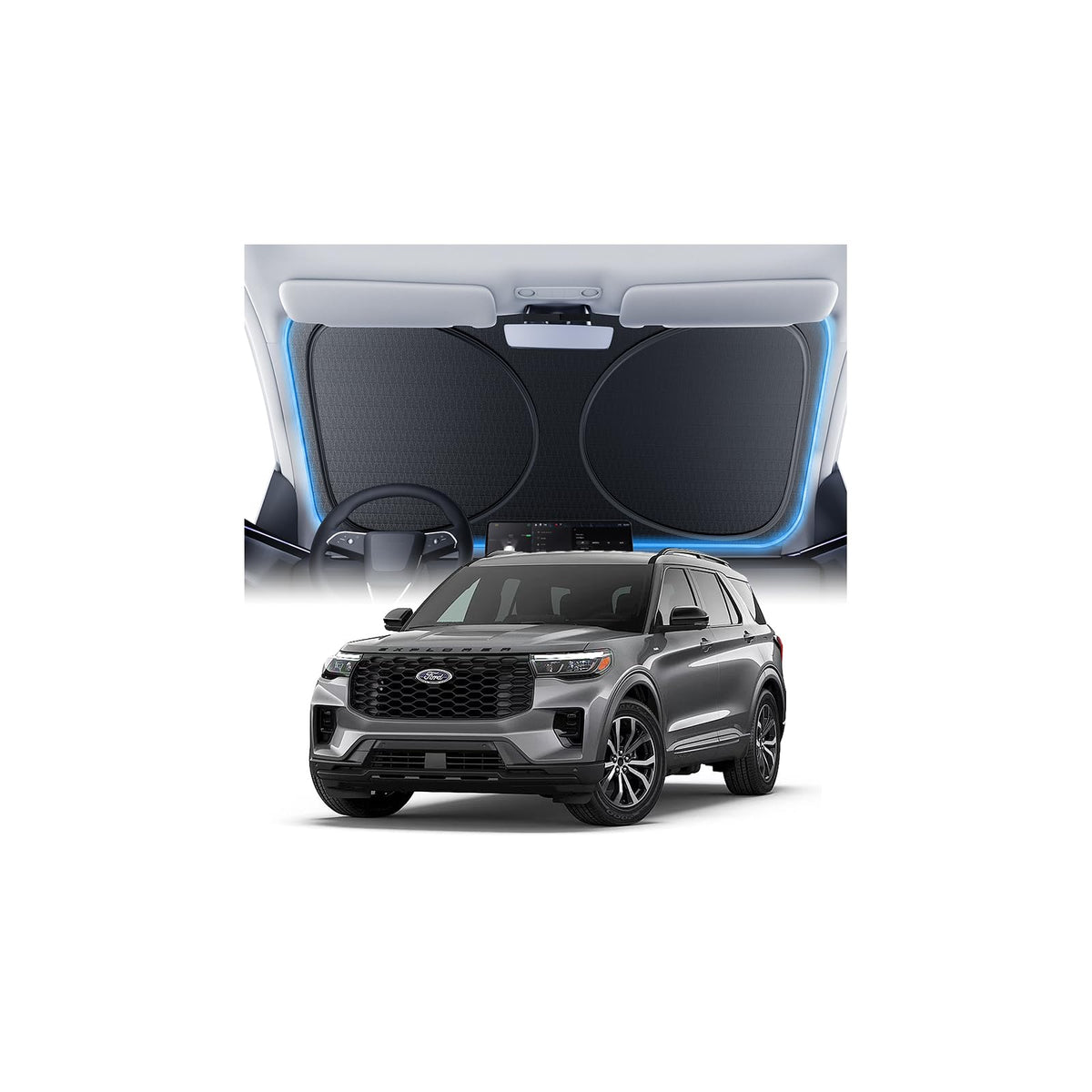 Windshield Sun Shade for Honda CR-V 2000-2026, 100% UV Block & Heat Insulation, Custom Fit Sunshade, Foldable Car Sunshade with Storage Bag, Summer Car Accessory