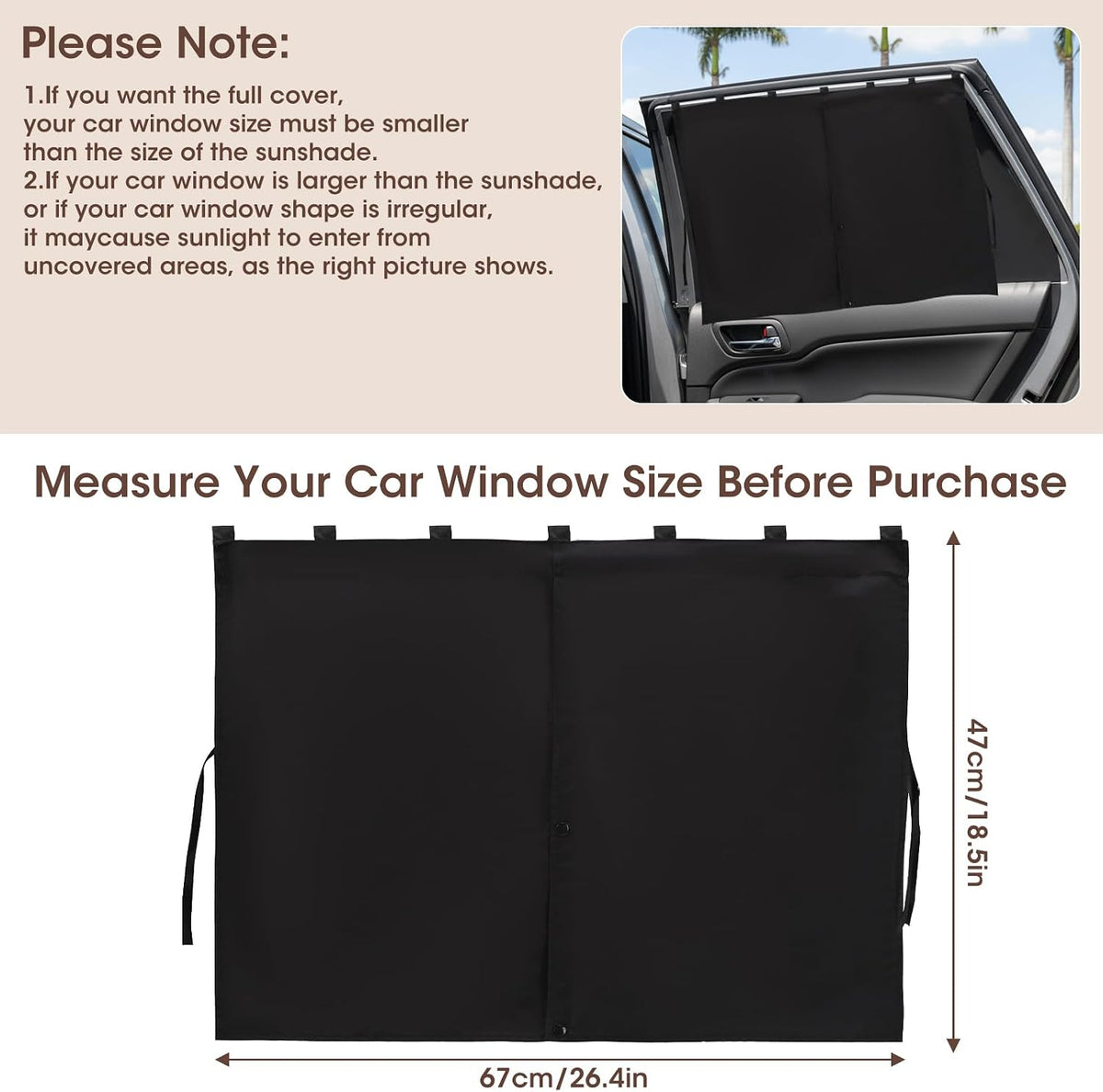 Vitog 2 PCS Car Window Shades, Magnetic(7 Magnets) Car Sun Shade for Baby