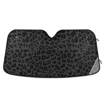 Black Leopard Car Windshield Sun Shade African Animal Skin Print Foldable UV Ray Sun Visor Protector Sunshade to Keep Your Vehicle Cool (51" x 27")