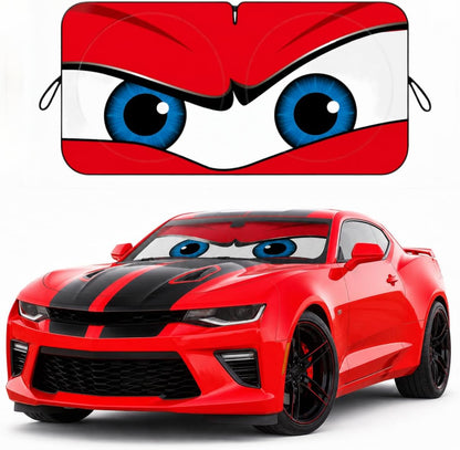 Car Windshield Sun Shade, Universal Fit Compact Sedan SUV, Angry Red