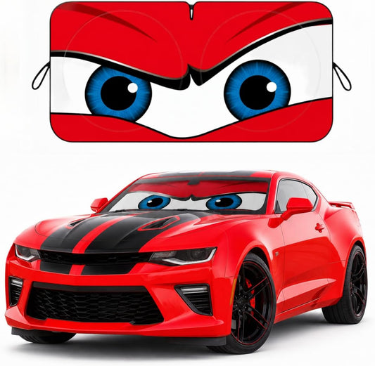 Car Windshield Sun Shade, Universal Fit Compact Sedan SUV, Angry Red