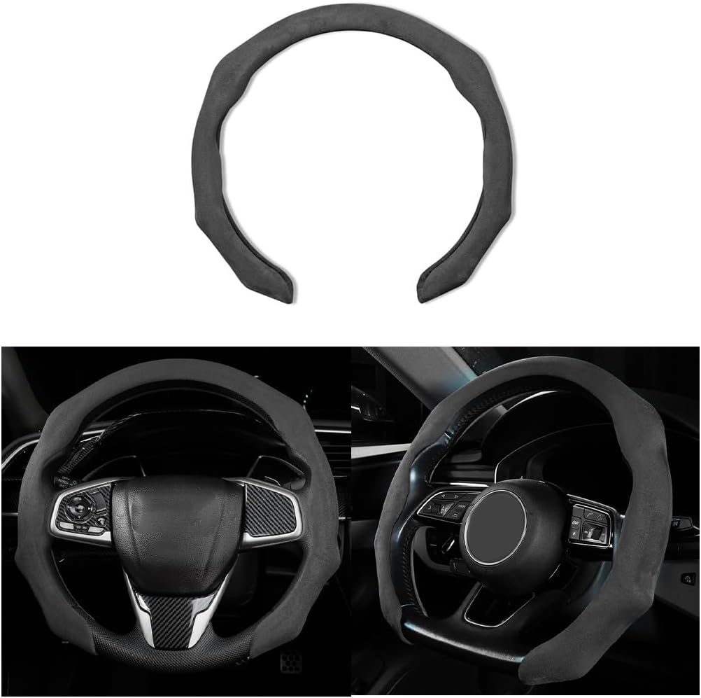 Mandark 15 Inch Car Steering Wheel Cover, Non-Slip, Black