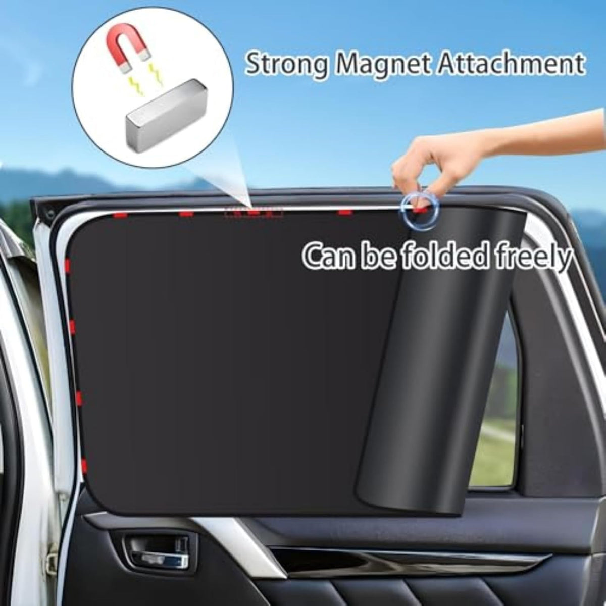 4 Pcs Magnetic Car Window Sunshades for Infiniti QX80 Z62 SUV 2017-2024, Blackout Cloth Privacy Screen Block UV Ray Heat Strong Magnet Auto Blinds