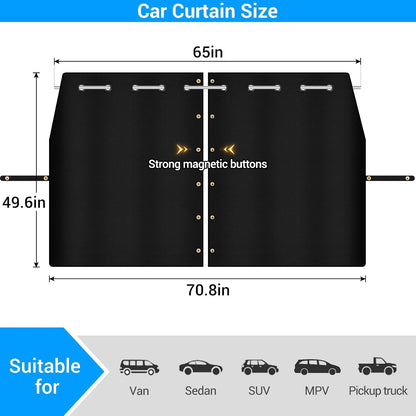 XCBYT Car Privacy Divider Curtain for SUV Van, Adjustable Blackout Rod