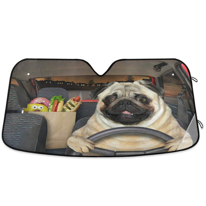 Black Leopard Car Windshield Sun Shade African Animal Skin Print Foldable UV Ray Sun Visor Protector Sunshade to Keep Your Vehicle Cool (51" x 27")