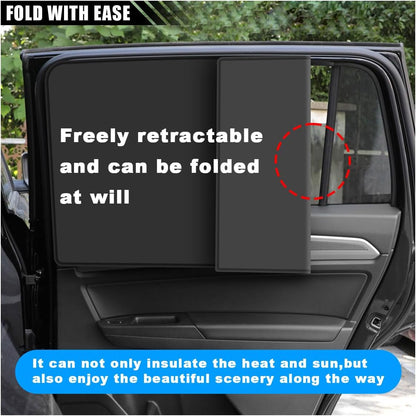 4PCS Car Side Window Sun Shades, Auto Window Sunshades Privacy Curtains Blackout with Magnetic, UV Rays, Heat Protection Stretch Car Window Covers for Sleeping, Camping, Breastfeeding (Front & Back)