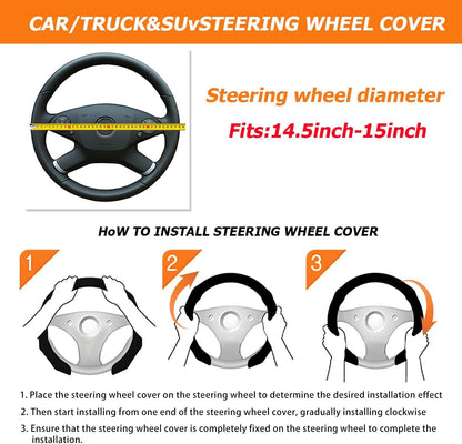 Mandark 15 Inch Car Steering Wheel Cover, Non-Slip, Black