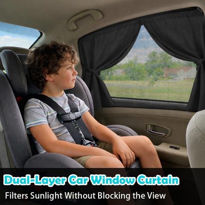 Car Window Shades, 2 Pack Magnetic Double Layer Car Shades for Back Windows Baby, Adjustable Privacy Full Covers/Half Shade Options Rear Window Curtains for Baby Kids UV Protection