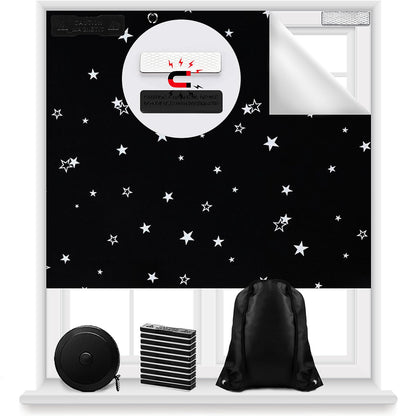 100% Blackout Blind Magnetic Window Cover,Cuttable Black Out Curtain 118x57