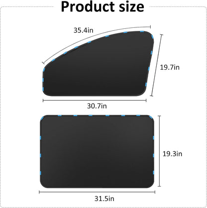 Side Window Shade Car Curtains - Leather Sun Shades Magnetic 100% Block Light Car Window Covers with Cooler Feeling (Black Leather, 4pcs)