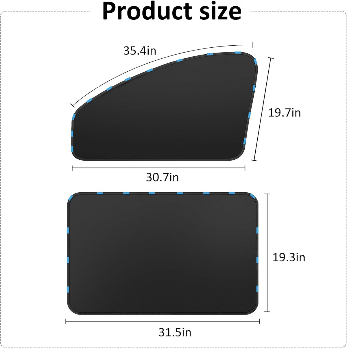 Window Sun Shade Car Curtains - Side Thiken Sun Shades Magnetic 100% Block Light Car Window Covers with Cooler Feeling (Black, T-4pcs)