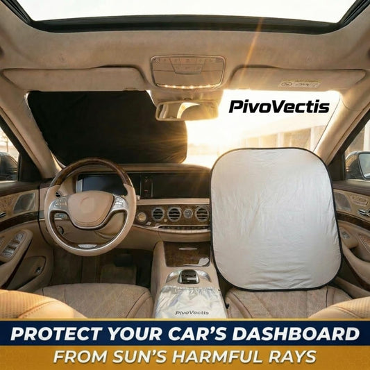 2 Piece Sun Shade for Car Windshield Foldable 280T Car Sunshade