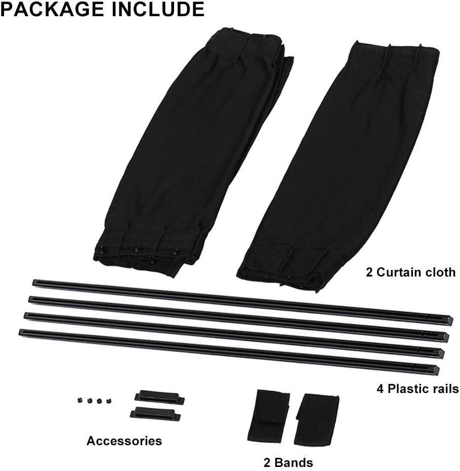 for car Magnetic Curtains 2 x 50s Car Sunshade,Sun Shade Window Curtain Adjustable Sunshade Drape Visor Valance Curtain(Black)