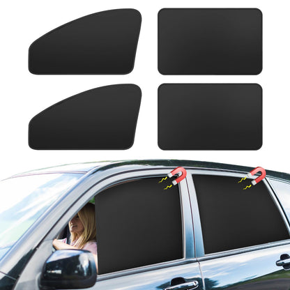 Magnetic Car Window Shades - 100% Block Light Window Tint - 4Pcs