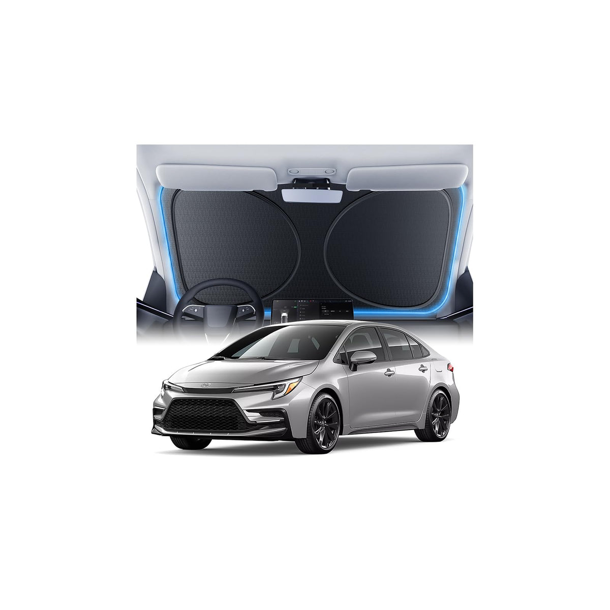 Windshield Sun Shade for Honda CR-V 2000-2026, 100% UV Block & Heat Insulation, Custom Fit Sunshade, Foldable Car Sunshade with Storage Bag, Summer Car Accessory