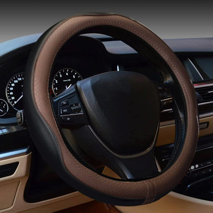 Gomass Car Steering Wheel Cover, Anti-Slip, Safety, Soft, Breathable, Heavy Duty, Thick, Full Surround, Sports Style (Black with Purple line)