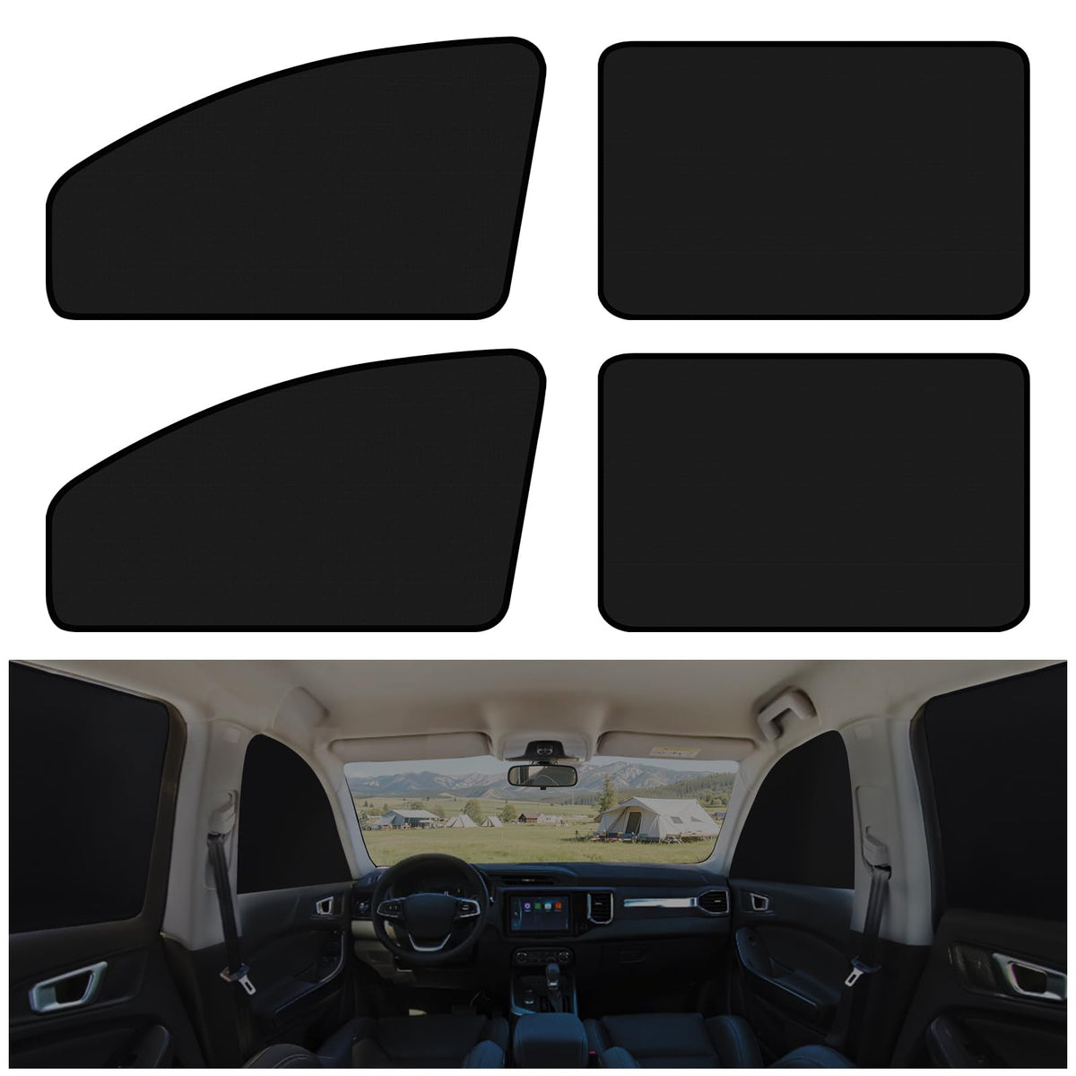 XCBYT Magnetic Car Window Curtains for Side Window, 100% Blackout Privacy