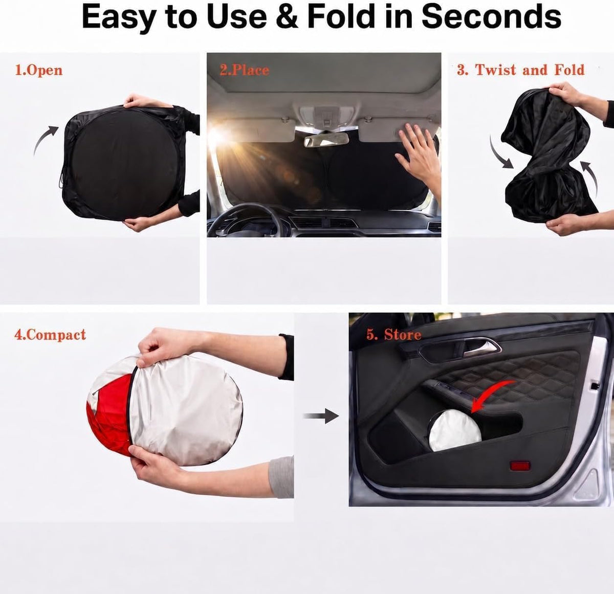 Car Windshield Sun Shade, Universal Fit Compact Sedan SUV, Angry Red
