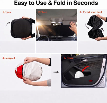 Car Windshield Sun Shade, Universal Fit Compact Sedan SUV, Angry Red