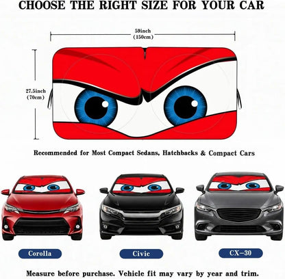 Car Windshield Sun Shade, Universal Fit Compact Sedan SUV, Angry Red
