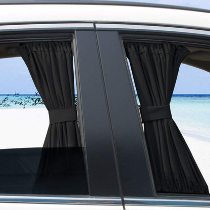 BININBOX 2X 70/50cm Auto Rear Valance UV Sunshade Drape Visor Car Side Window Curtain (Black, 50S(19.68''X15.35''))