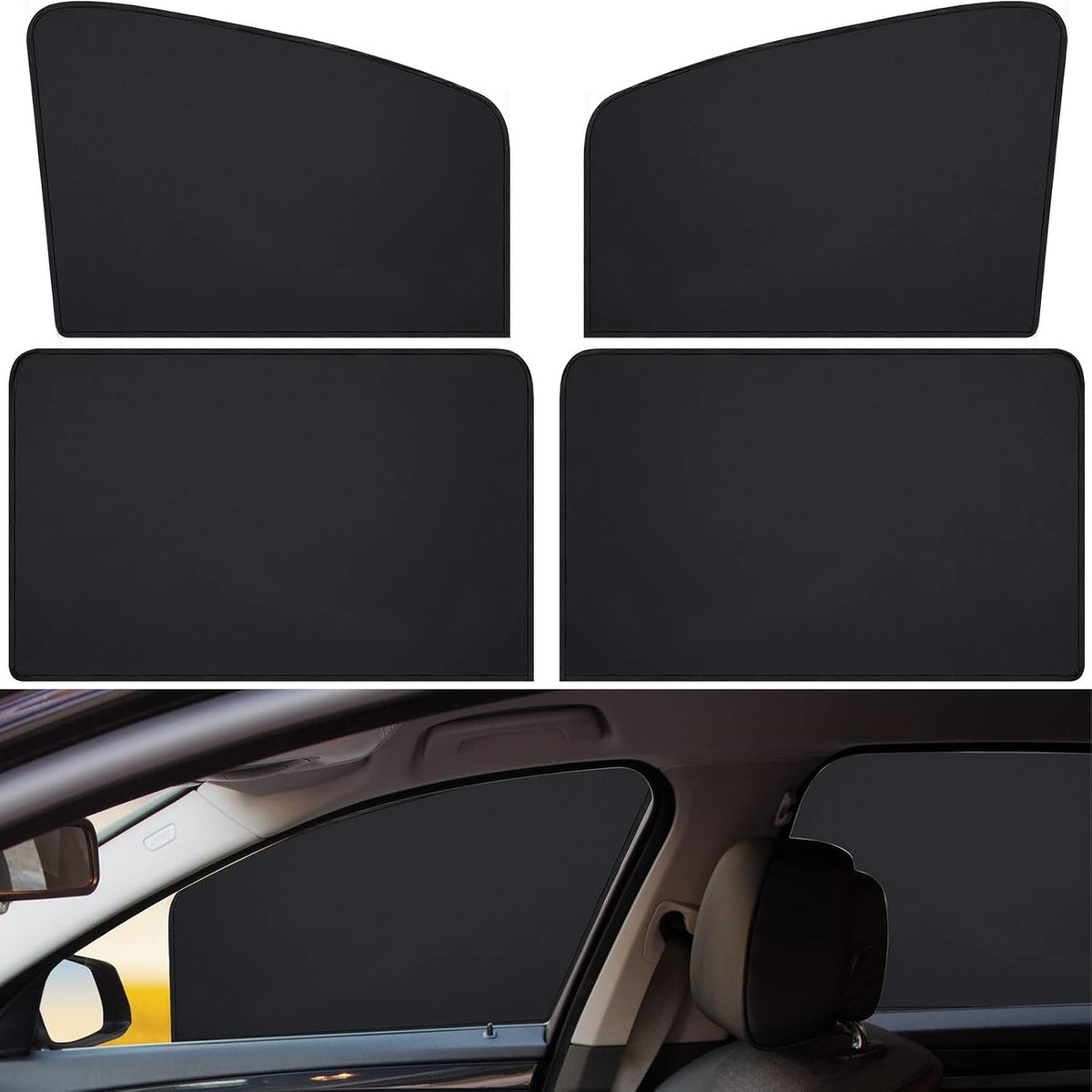 Tallew 4 Pieces Privacy Car Window Sun Shades Magnetic Blackout Car Window Covers Car Curtains Car Window Sun Shades Covers Automotive Window Sunshades for Sleeping Family Baby Kids