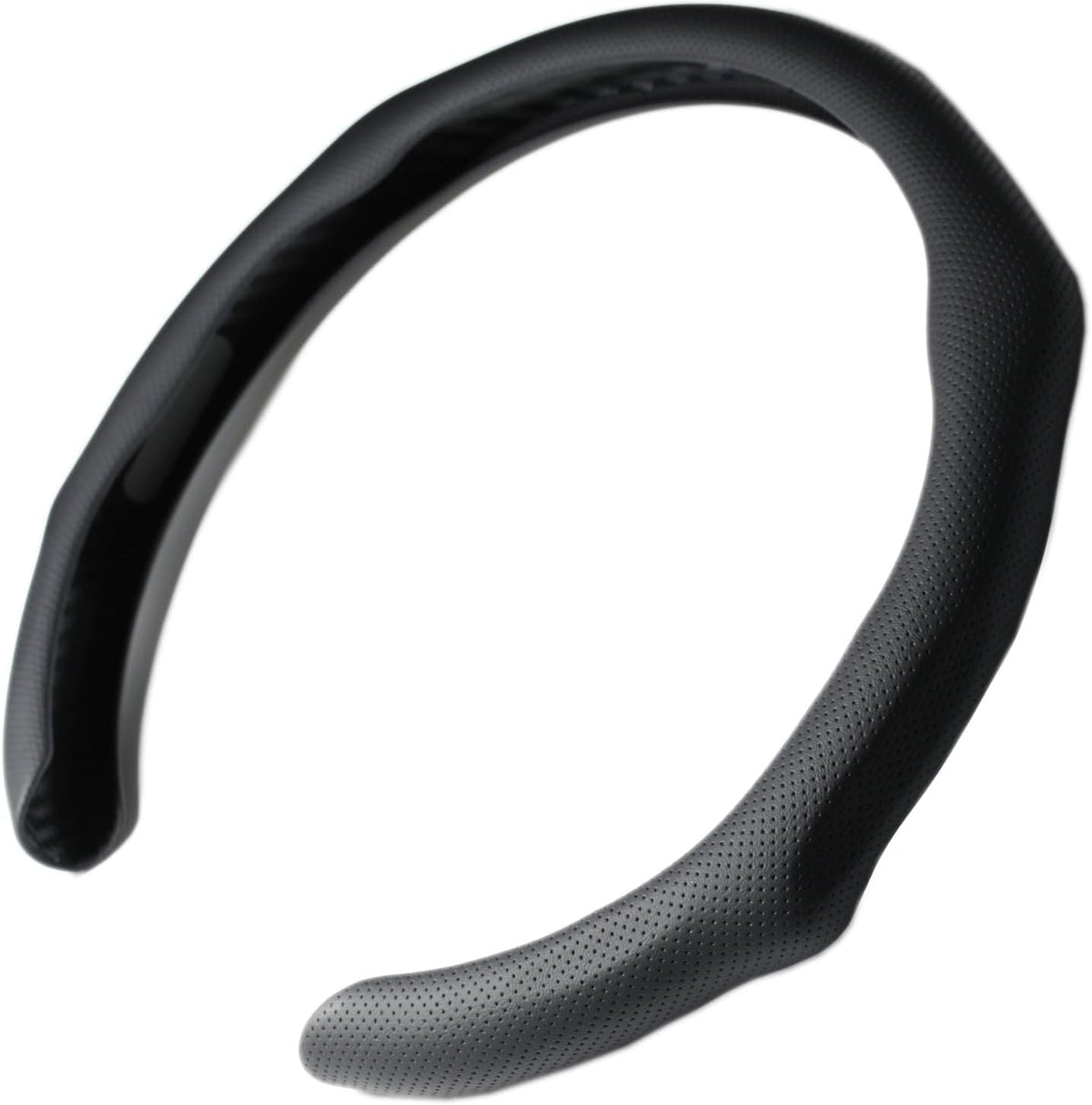 Quick Install Sporty Black Perforated Nappa Leather Steering Wheel Cover for All 14½ to 15 inches Car Sedan Coupe SUV Pickup 14.5 to 15