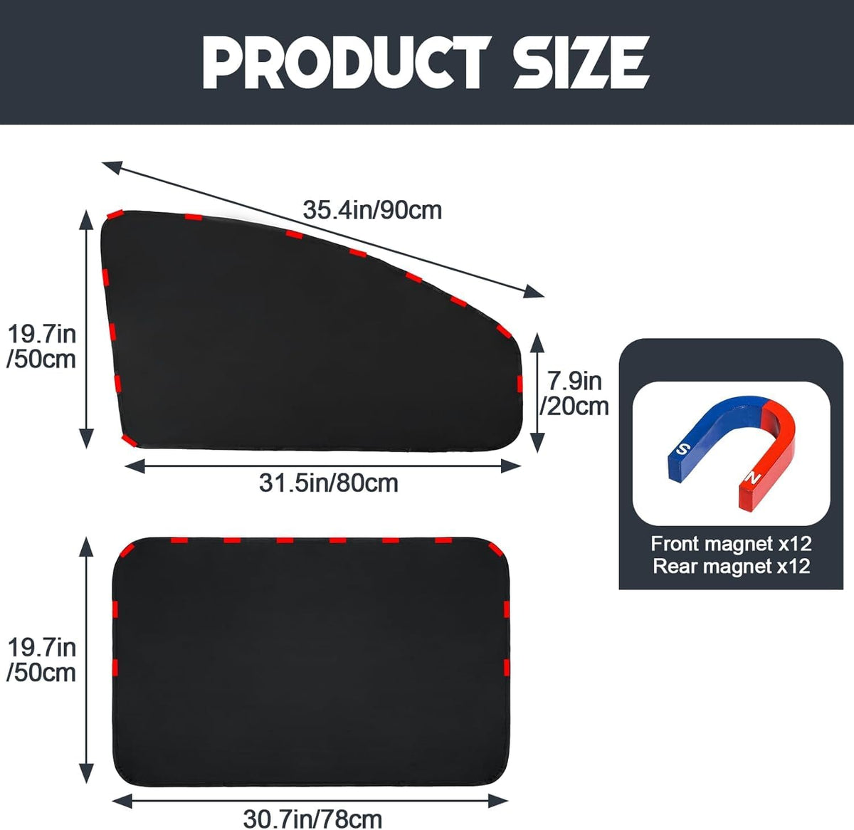 ZATOOTO Magnetic Car Window Shades for Side Window Sun Shade, Full Blackout