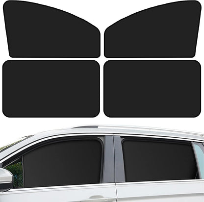 QUICTO Car Window Sun Shades, Universal Interior Accessories - Double-Sided Black (4pcs)