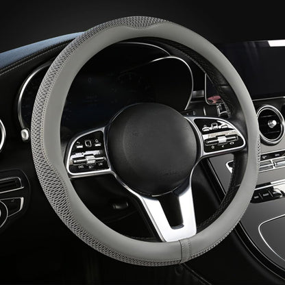 LKWLIKEI Car Steering Wheel Cover, Universal 15 inch, The Latest Microfiber Leather Breathable Technology Fabric, Non-Slip, Comfortable, Warm in Winter and Cool in Summer, Blue