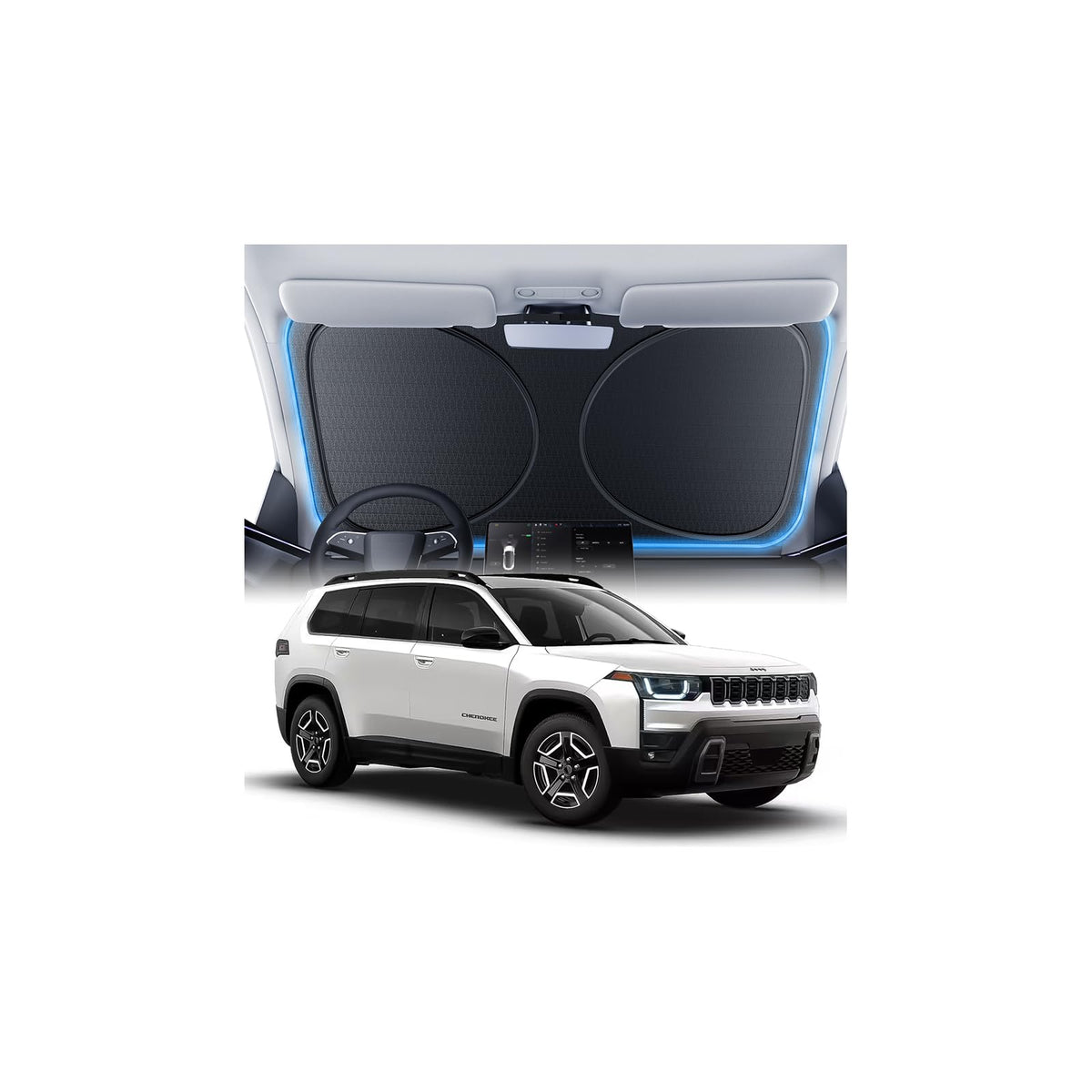 Windshield Sun Shade for Honda CR-V 2000-2026, 100% UV Block & Heat Insulation, Custom Fit Sunshade, Foldable Car Sunshade with Storage Bag, Summer Car Accessory