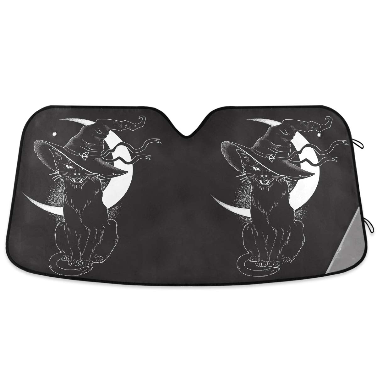 Black Leopard Car Windshield Sun Shade African Animal Skin Print Foldable UV Ray Sun Visor Protector Sunshade to Keep Your Vehicle Cool (51" x 27")
