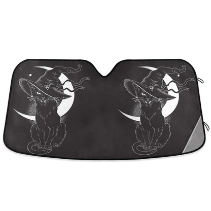 Black Leopard Car Windshield Sun Shade African Animal Skin Print Foldable UV Ray Sun Visor Protector Sunshade to Keep Your Vehicle Cool (51" x 27")