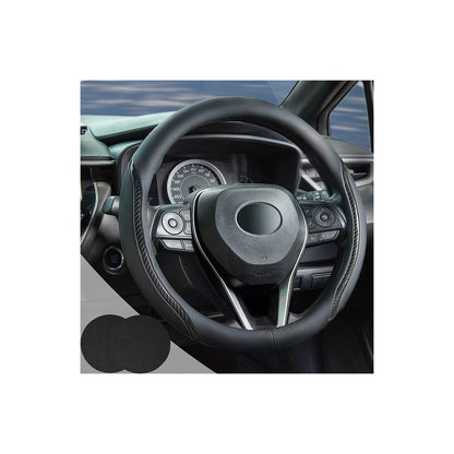 Steering Wheel Cover Blue and Black Leather Universal 14.5-15 inch