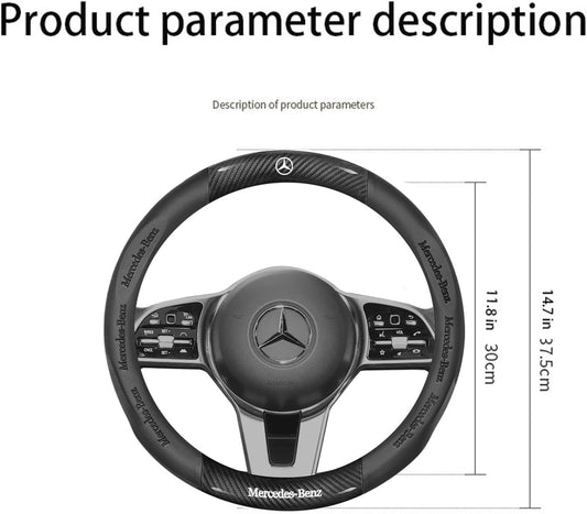 15inch Pattern Carbon Fiber for Mercedes Benz Steering Wheel Cover Segmented Steering Wheel Protector Fit Mercedes Benz A C E S Class Series GLK CLA GLA GLC GLE CLS SLK Accessories
