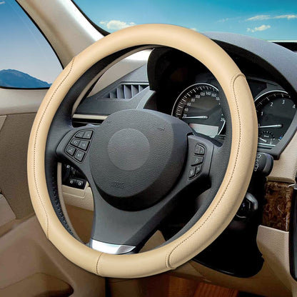 Microfiber Leather Steering Wheel Cover, Classic Embossing, Anti-Slip, Breathable, 15 Inch, Gray