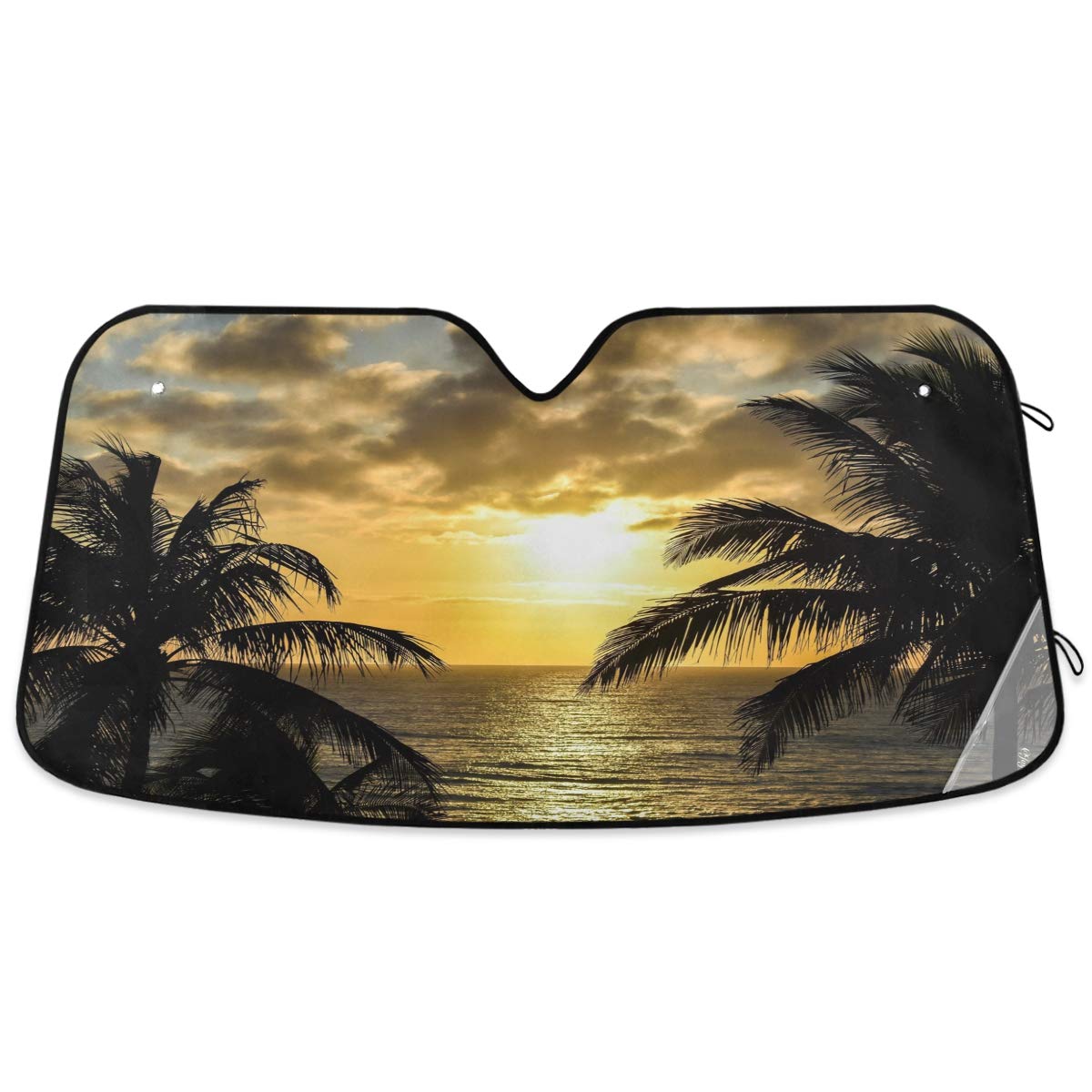 Leopard Skin Print Car Windshield Sun Shade Animal Brown Foldable UV Ray Sun Visor Protector Sunshade to Keep Your Vehicle Cool (55" x 27.6")