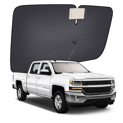 [2026 Upgrade] Coverado Windshield Sun Shade, UPF80+ Sunshade for Car Windshield Blocks Heat & UV Rays, Thickened Vinyl Coating Keep Cool Protect Interior, M 57”x32” for Sedans/SUVs