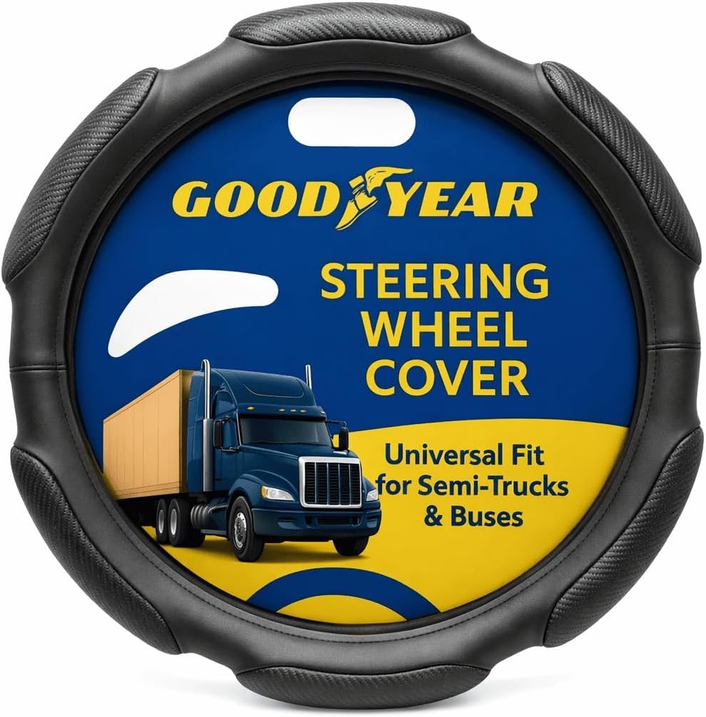Goodyear 18" Semi Truck Steering Wheel Cover Non Slip Grip, Comfortable, Heavy-Duty Protection, Compatible with Freightliner, Bus, Trucks