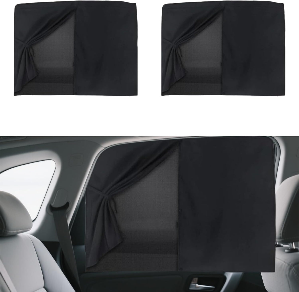 2PCS Car Window Shades, Magnetic Double Layer Window Screen for Baby Protection, UV Protection Privacy Blackout Shade Car Window Covers, Universal Auto Sun Shade Curtains Accessories