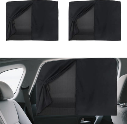 2PCS Car Window Shades, Magnetic Double Layer Window Screen for Baby Protection, UV Protection Privacy Blackout Shade Car Window Covers, Universal Auto Sun Shade Curtains Accessories